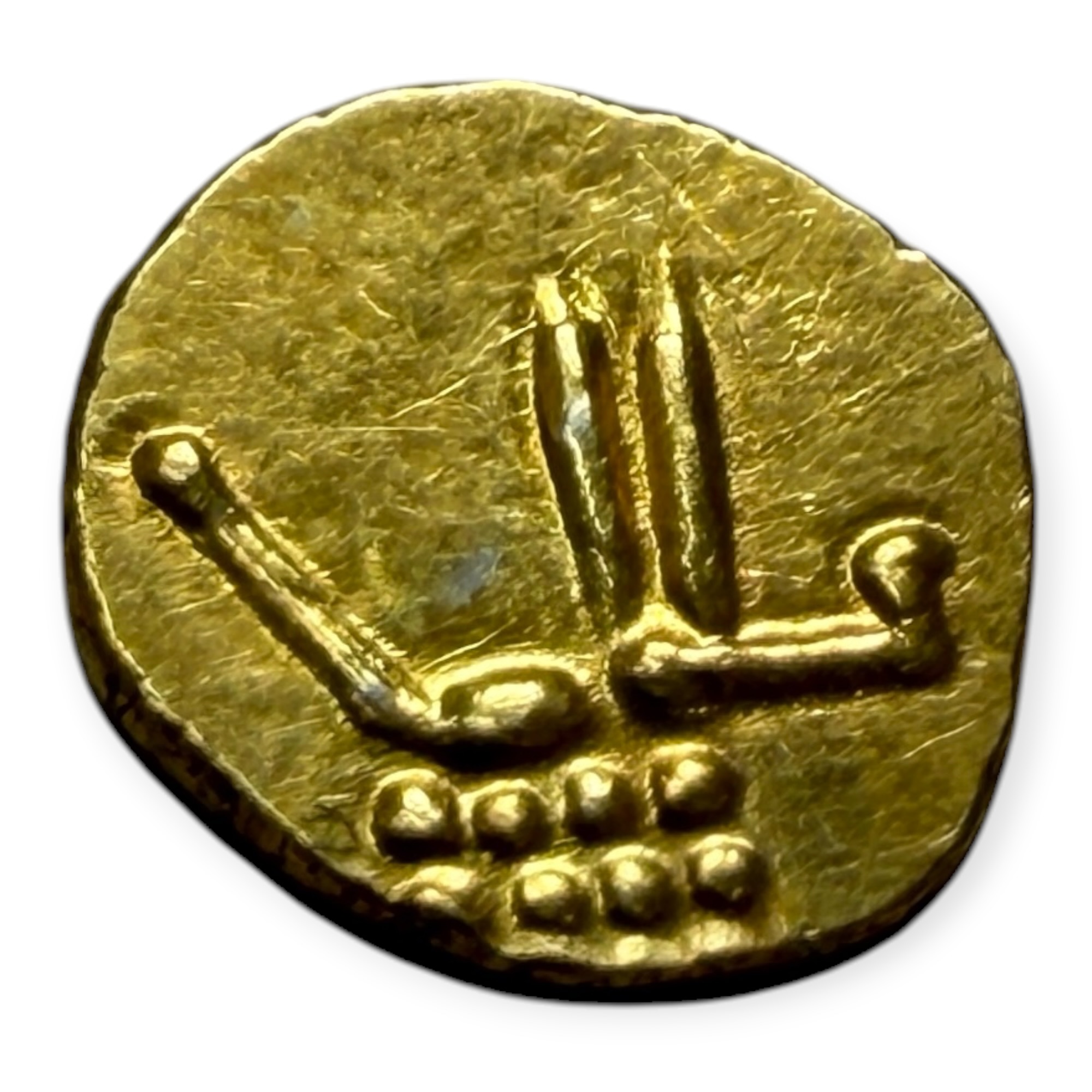 Viraraya Fanam Tamil Nadu Ganesh Motif Mysore Gold Fanam Issue Very Unique and Rare Gold Issue