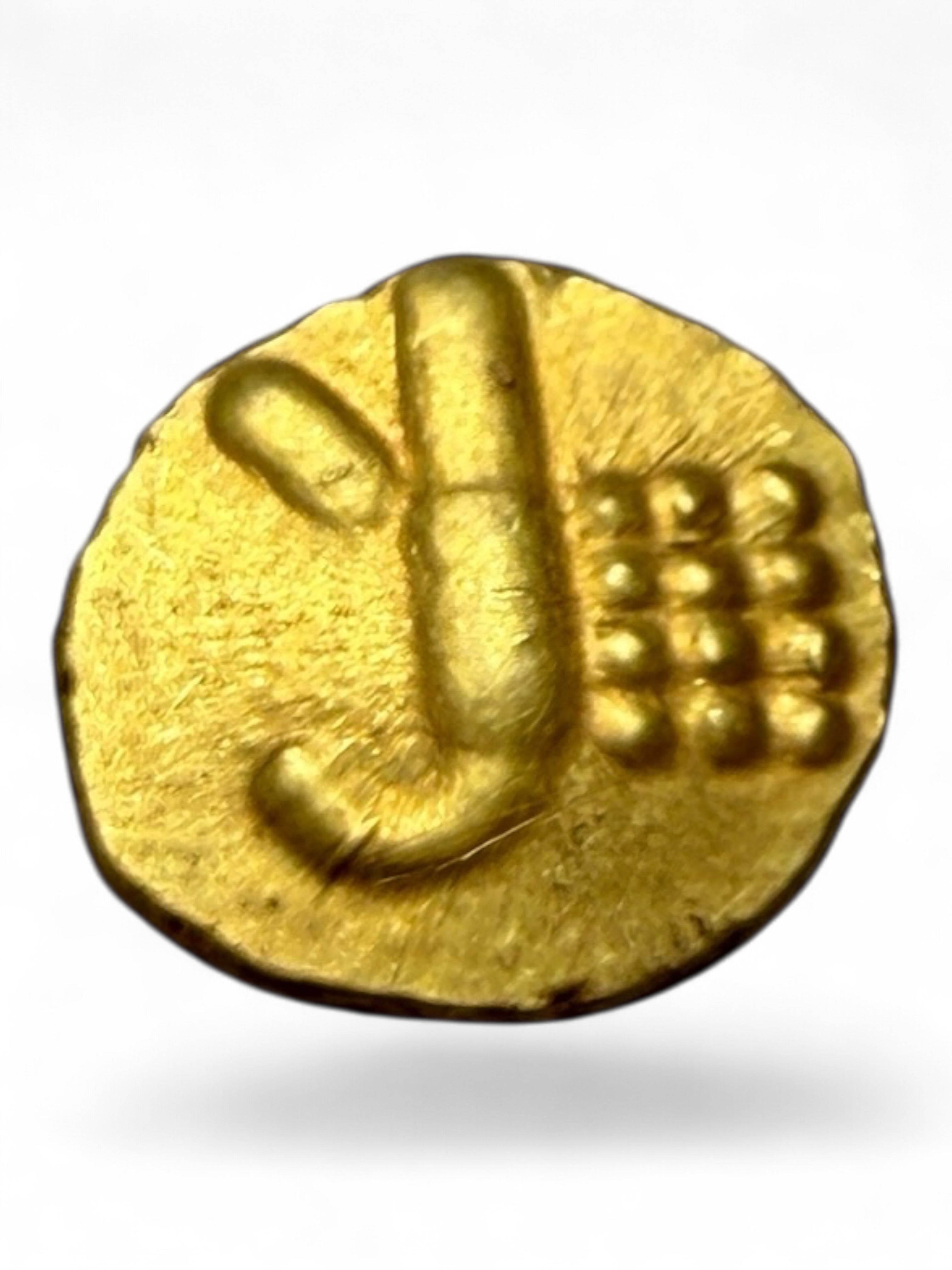 Viraraya Fanam Tamil Nadu Ganesh Motif Mysore Gold Fanam Issue Very Unique and Rare Gold Issue