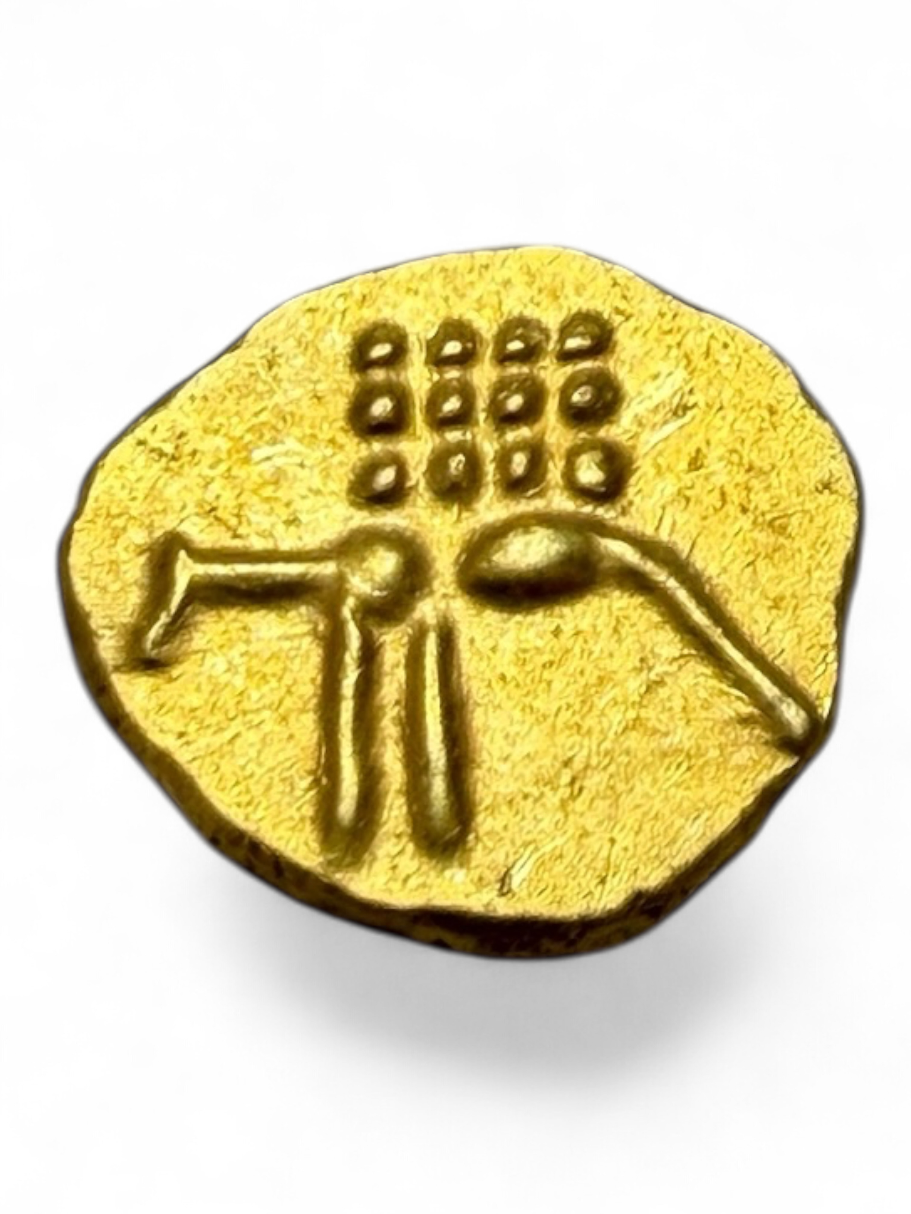Viraraya Fanam Tamil Nadu Ganesh Motif Mysore Gold Fanam Issue Very Unique and Rare Gold Issue