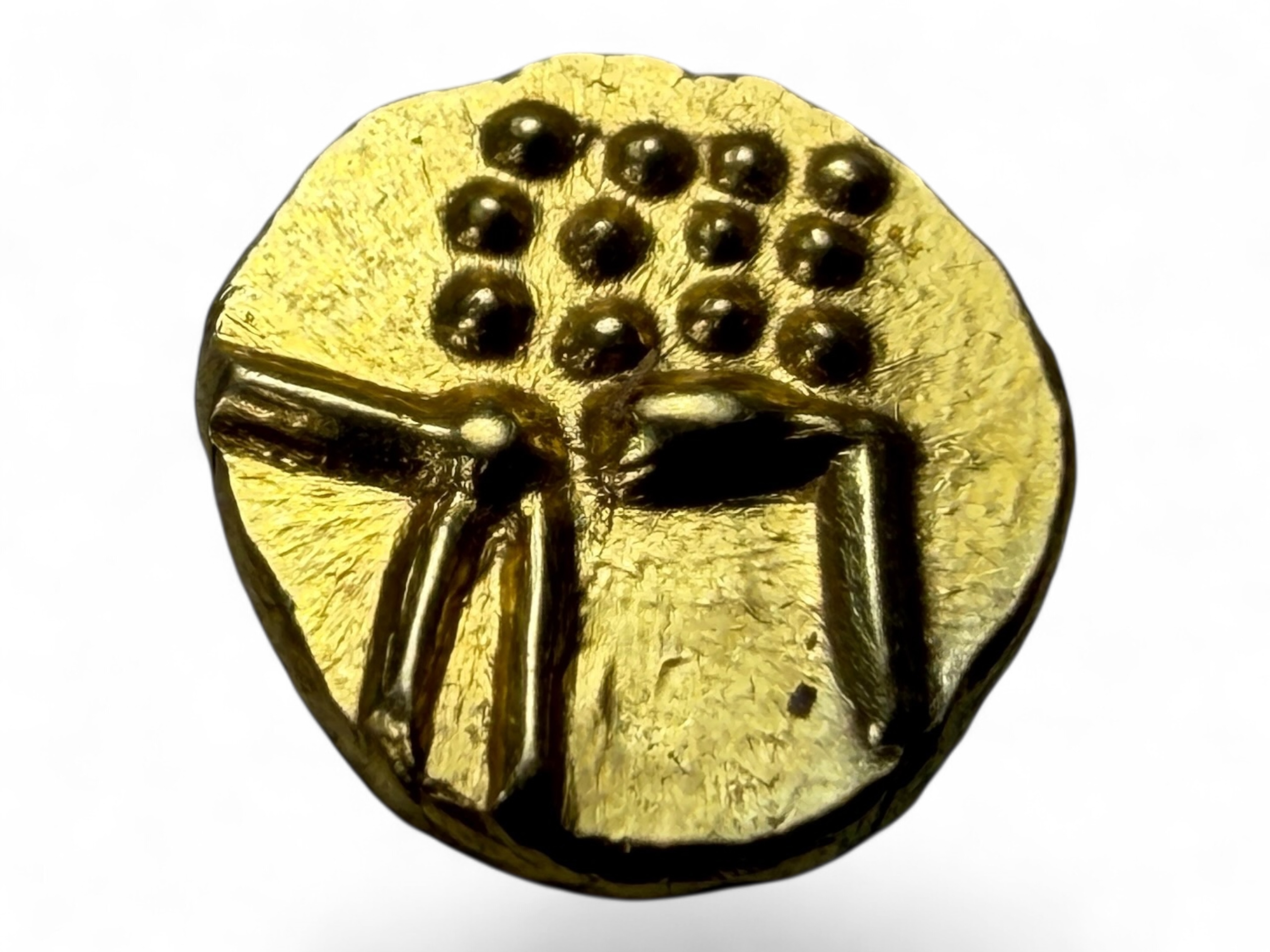 Viraraya Fanam Tamil Nadu Ganesh Motif Mysore Gold Fanam Issue Very Unique and Rare Gold Issue