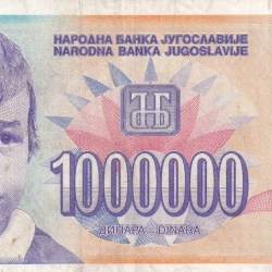 Yugoslavia 1000000 Dinar Rare Note