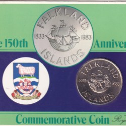 Falkland Islands 50 Pence 1983 - Elizabeth II British Rule Rare Coin Issued by Royal Mint ( First Day Cover )