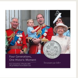 Extremely Rare UK £5 Brilliant Uncirculated Proof Coin celebrating four generations of the British royal family Year 2018 Issue The Royal Mint