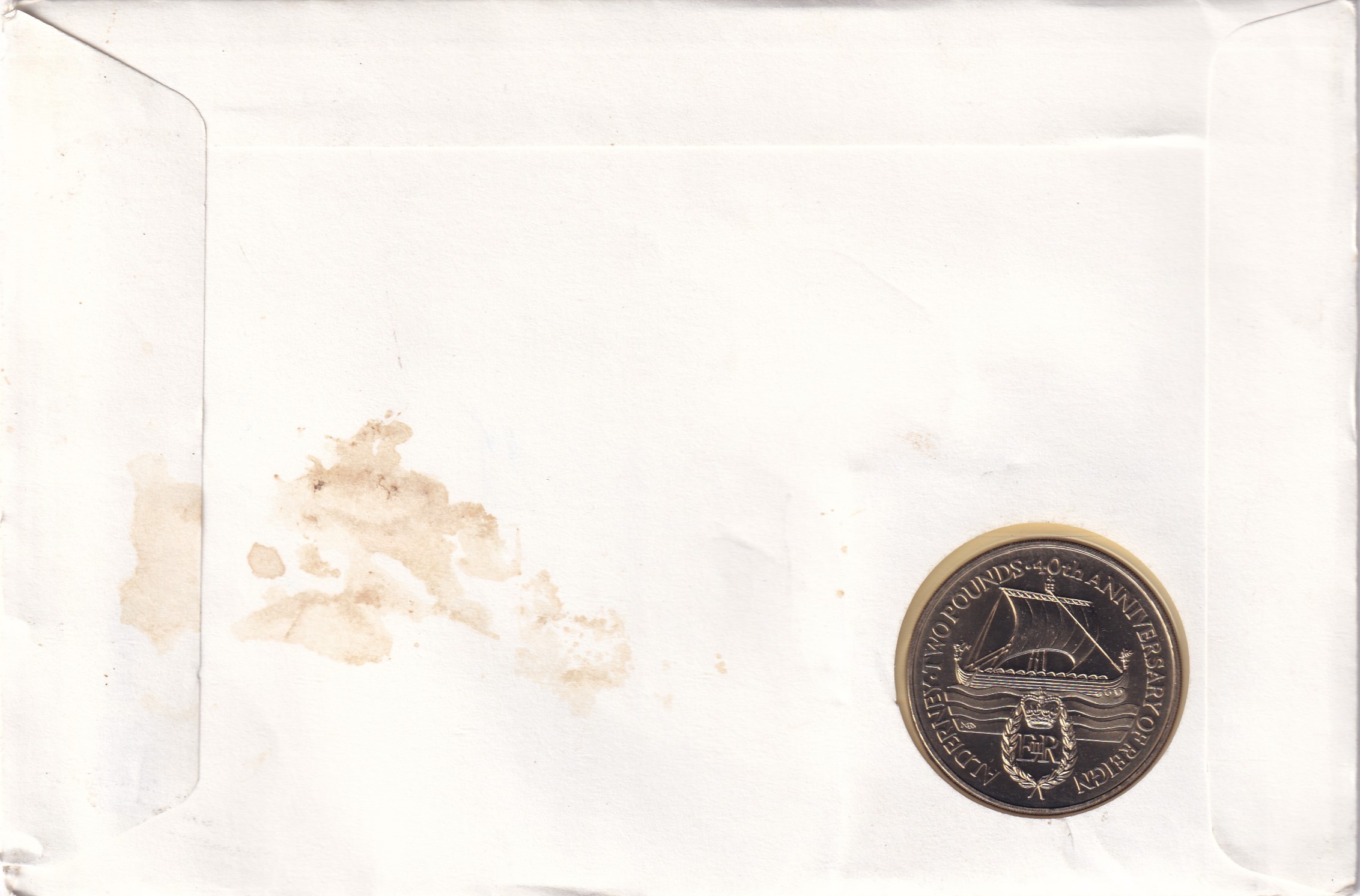 Guernsey › Alderney 2 Pounds 1992 - Elizabeth II 40th Anniversary of Queen's Reign Rare Coin ( First Day Cover with Stamp )