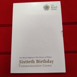 Extremely Rare Item His Royal Highness The Prince of Wales Sixtieth Birthday Commarative Crown Proof Coin 5 Pounds Year 2008 Issued The Royal Mint