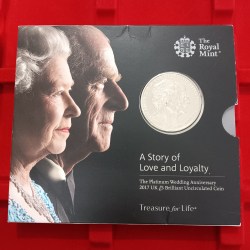 Extremely Rare Proof Coin 2017 UK £5 Brilliant Uncirculated Coin, issued by The Royal Mint to celebrate the 70th (platinum) wedding anniversary of Queen Elizabeth II and Prince Philip.