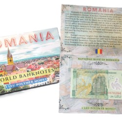 Romania 1 LEU UNC Note with Beautiful Folder