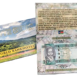 South Sudan 10 Sudanese Pounds UNC Note with Beautiful Folder
