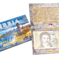 Serbia 10 Dinara UNC Note With Beautiful Folder