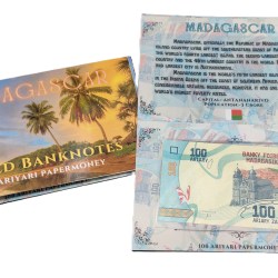 Madagascar 100 Ariyari UNC Note with Beautiful Folder