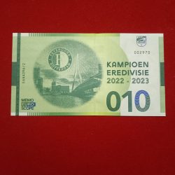 010 Memo Euro souvenir banknote celebrating Feyenoord Rotterdam's 2022–2023 Eredivisie National championship Gem Unc Condition Rare Note