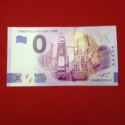 Rare Rare 0 Euro Souvenir Banknote featuring Times Square, New York from the 2022 series (edition 2022-1)