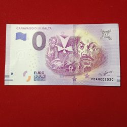 Rare Rare 0 Euro souvenir banknote from Malta issued in 2019, featuring the "Caravaggio in Malta"