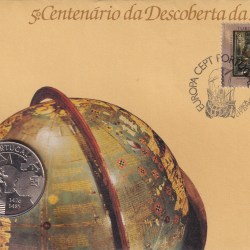 Portugal 1991 Coin FDC 500th Anniversary of the Discovery of America (First Day Cover) With Stamp