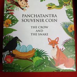 Ex Rare Panchatantra Souvenir Color Proof Coin featuring "The Crow and The Snake" story issued in 2022 Year Issued Indian Government Texal Kolkata Mint