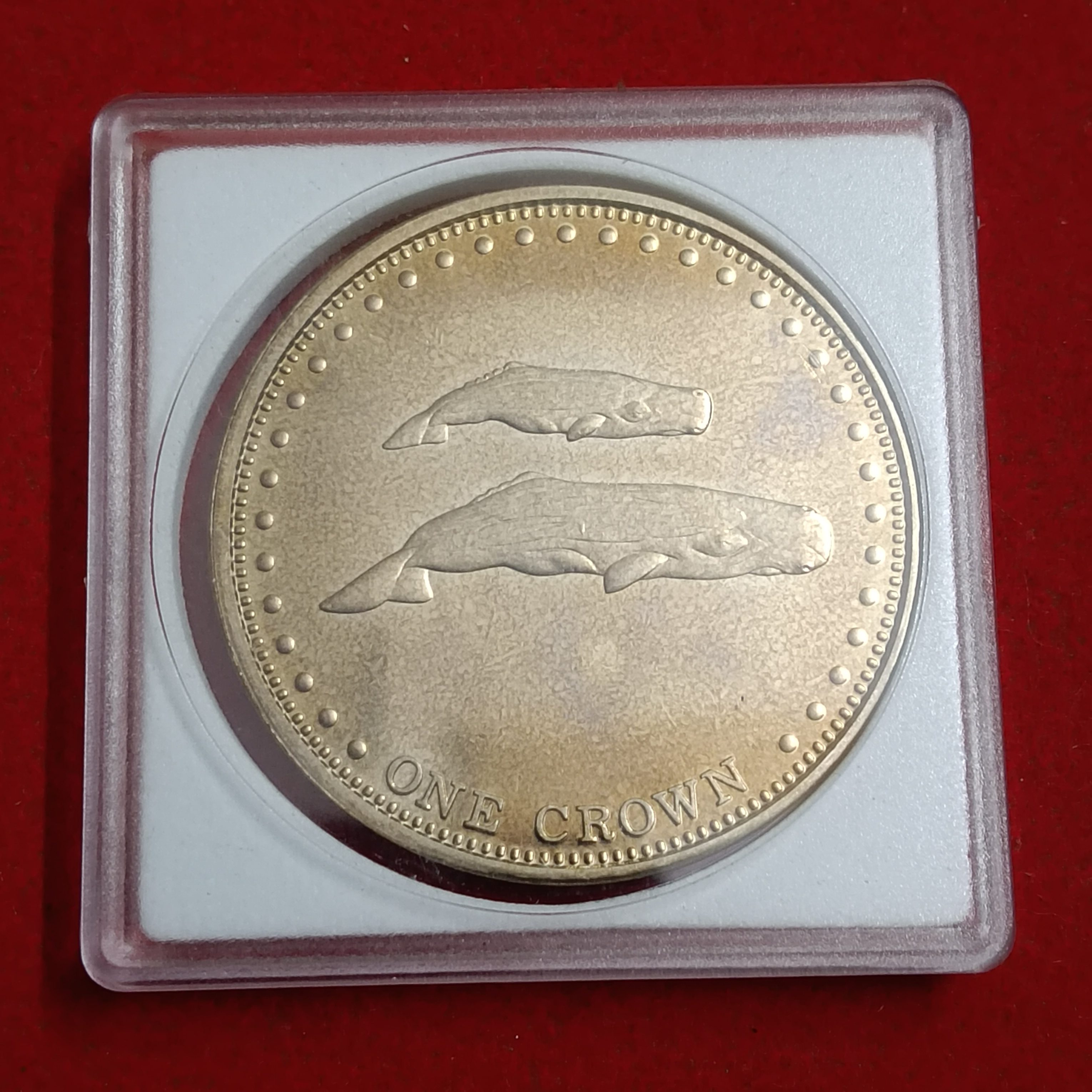 Rare Queen Elizabeth 2008 Tristan da Cunha 1 Crown Proof Coin featuring two sperm Whales