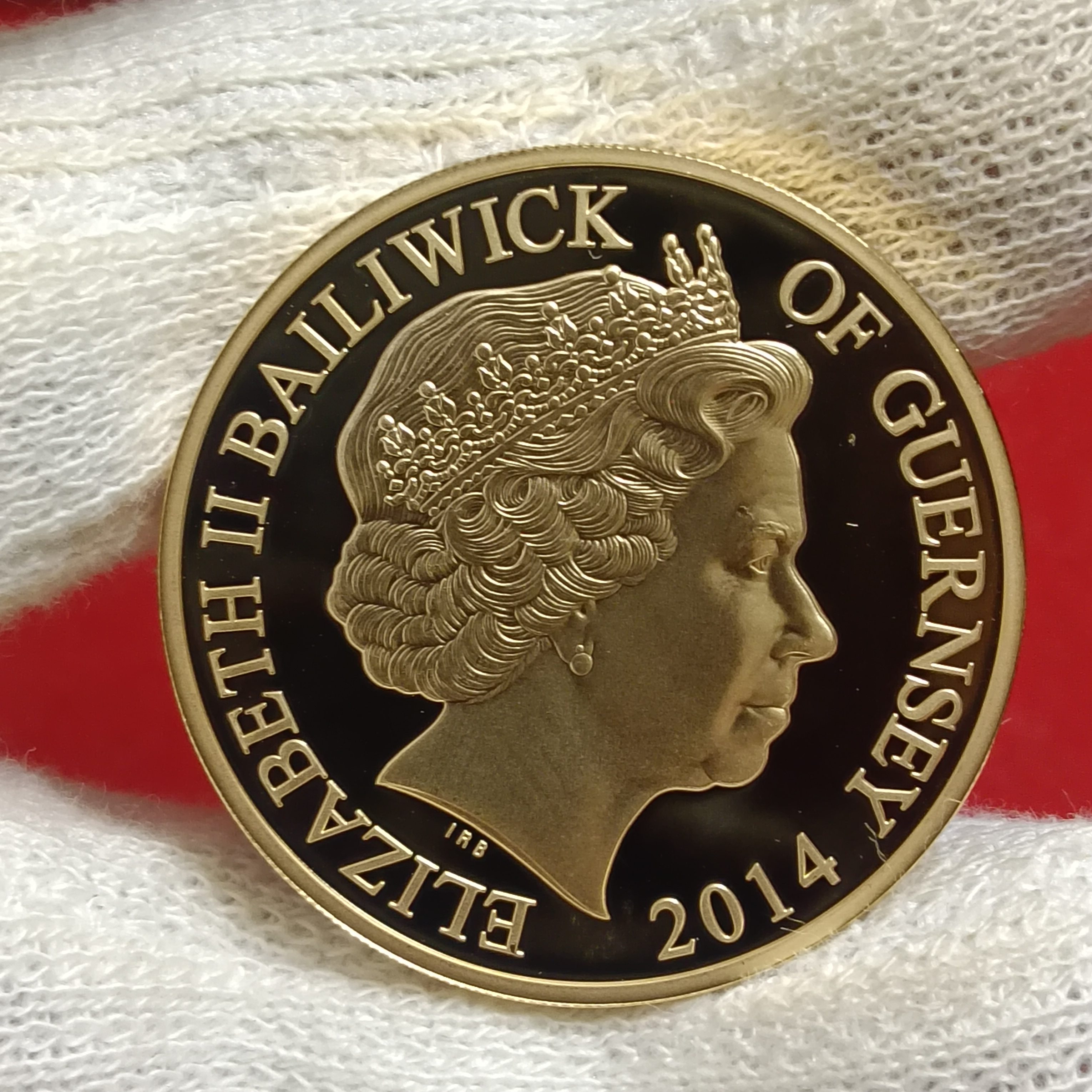 2014 Guernsey 50 Pence "Reflections of a Reign – Concorde" gold-plated commemorative Proof coin