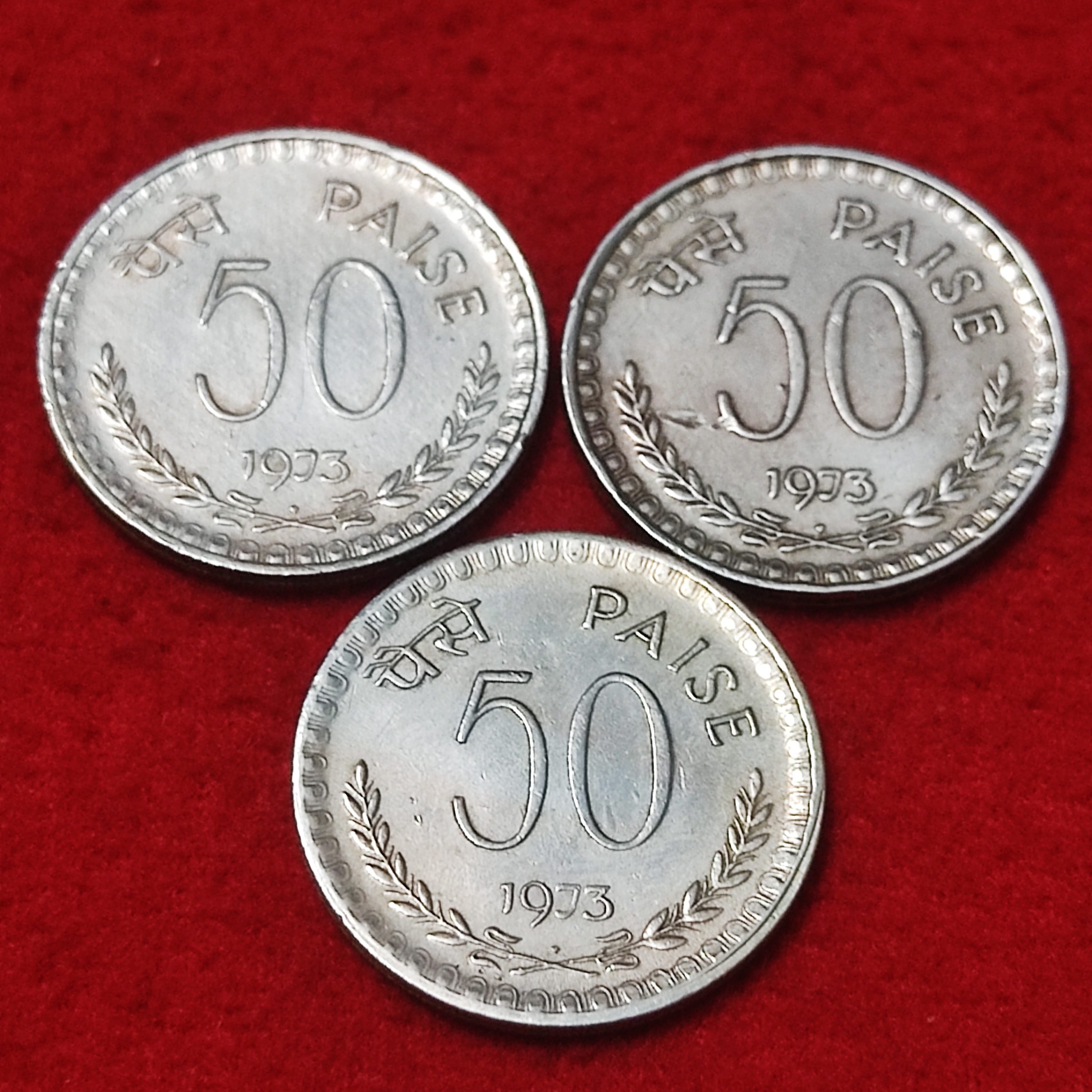 50 PAISE YEAR 1973 BOMBAY MINT SET OF 3 COIN PRICE