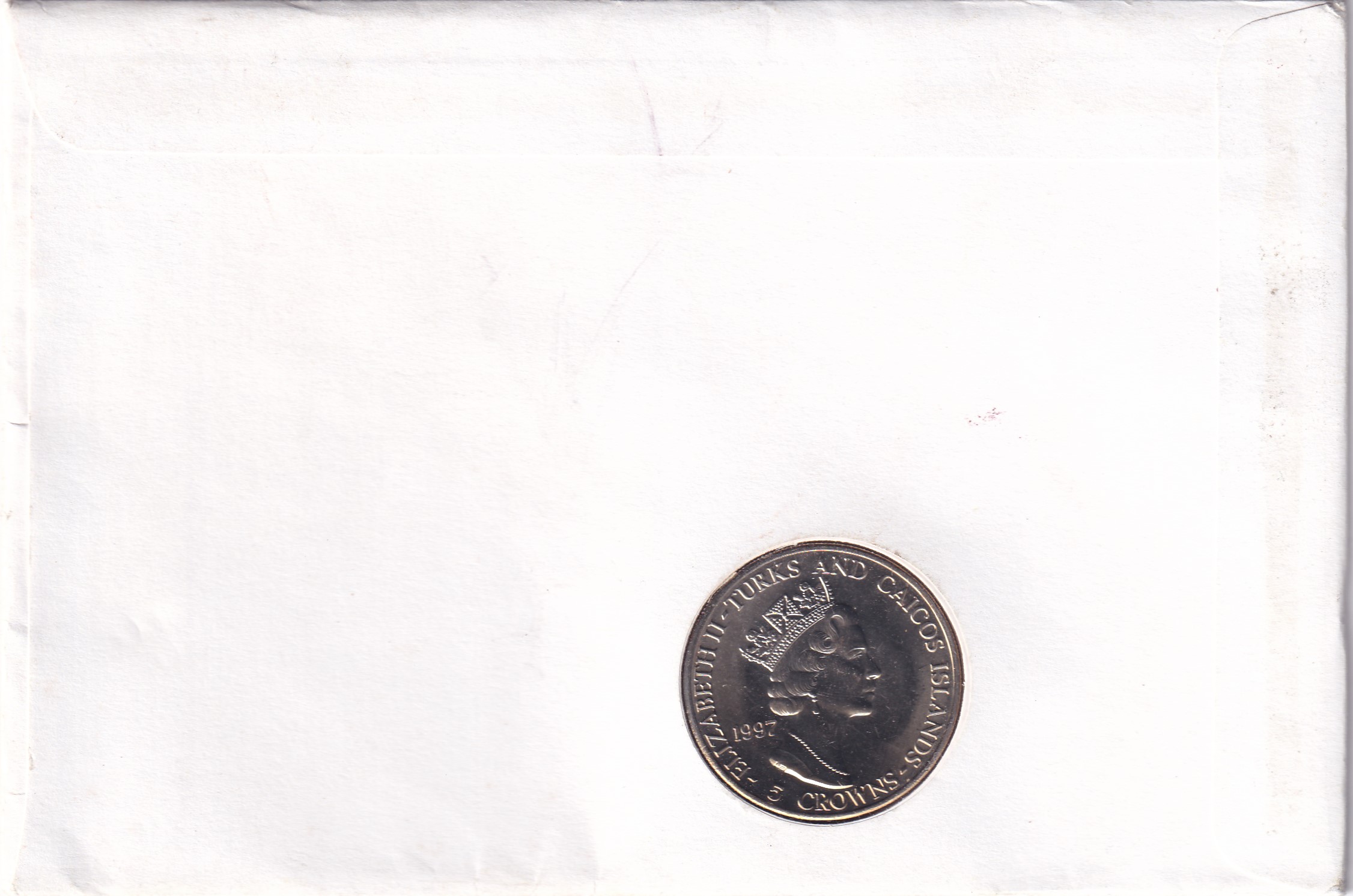 Turks and Caicos Islands 5 Crowns 1997 - Elizabeth II Lady of the Century Diamond Jubilee Rare Coin ( First Day Cover with Stamp )