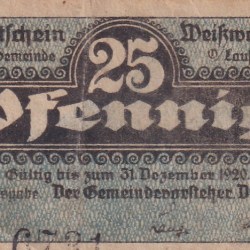 Germany, 25 Pfennigs 1920 Series Rare Note Lowest Price