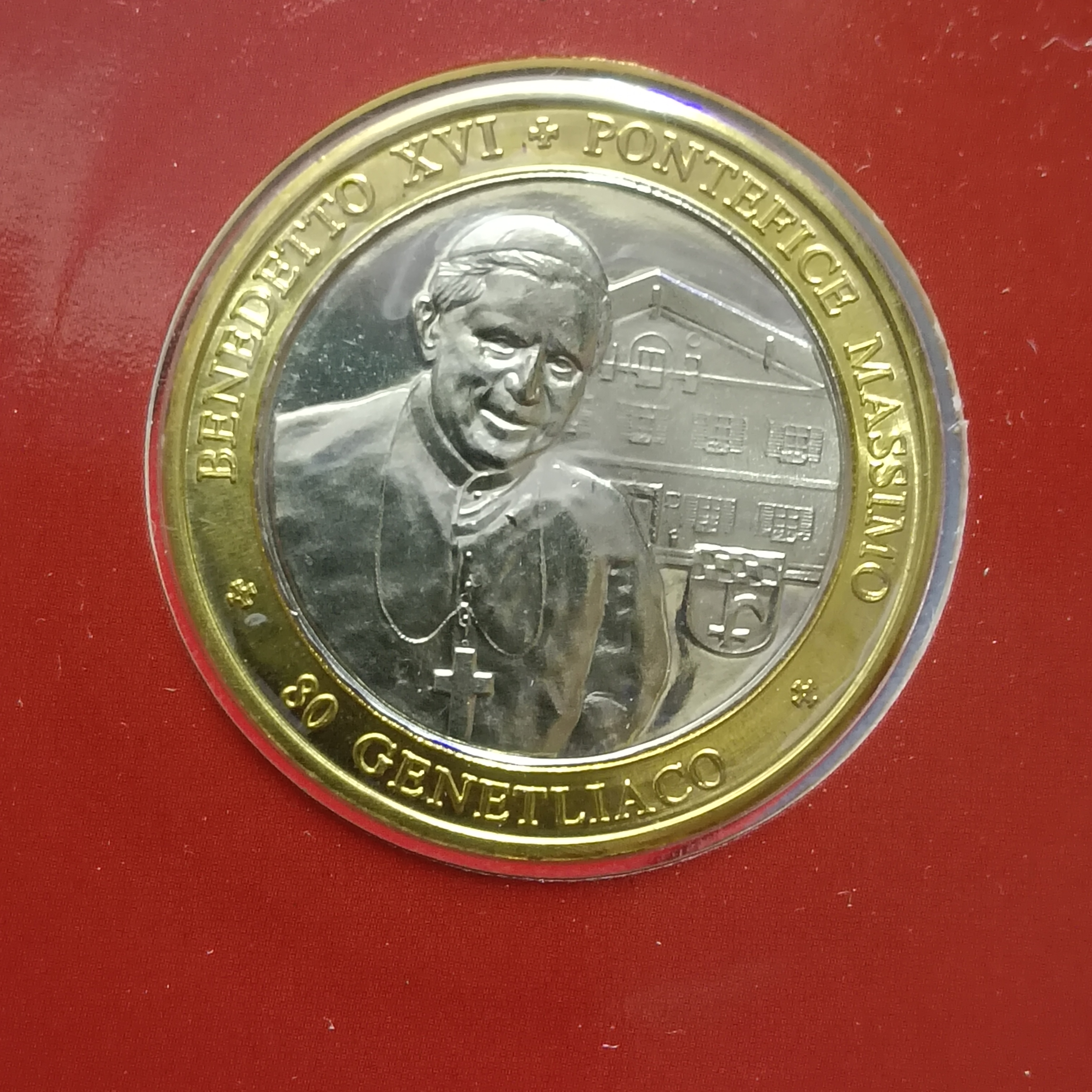 Ex Rare Deutsche Post Celebrating 80th Birthday of Pope Benedict XVI in 2007 Year featuring special Stamps and Commemorative Proof Coin Set Issued German Mint