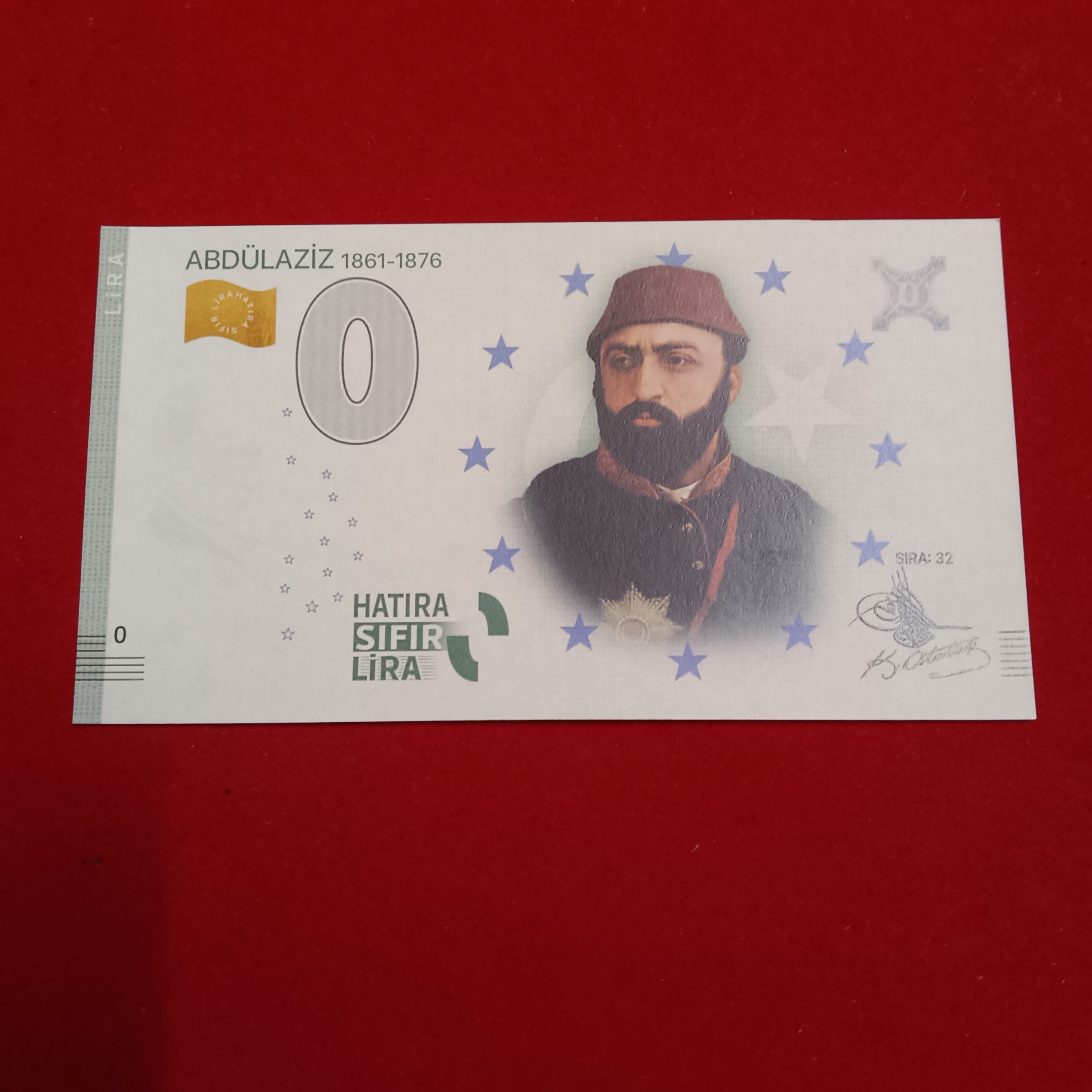 Europe 0 Hatira Sifir Lira Turkey Abdulaziz 1861-1876 Sira 32 Rare Limited Isuue and Gem UNC Condition