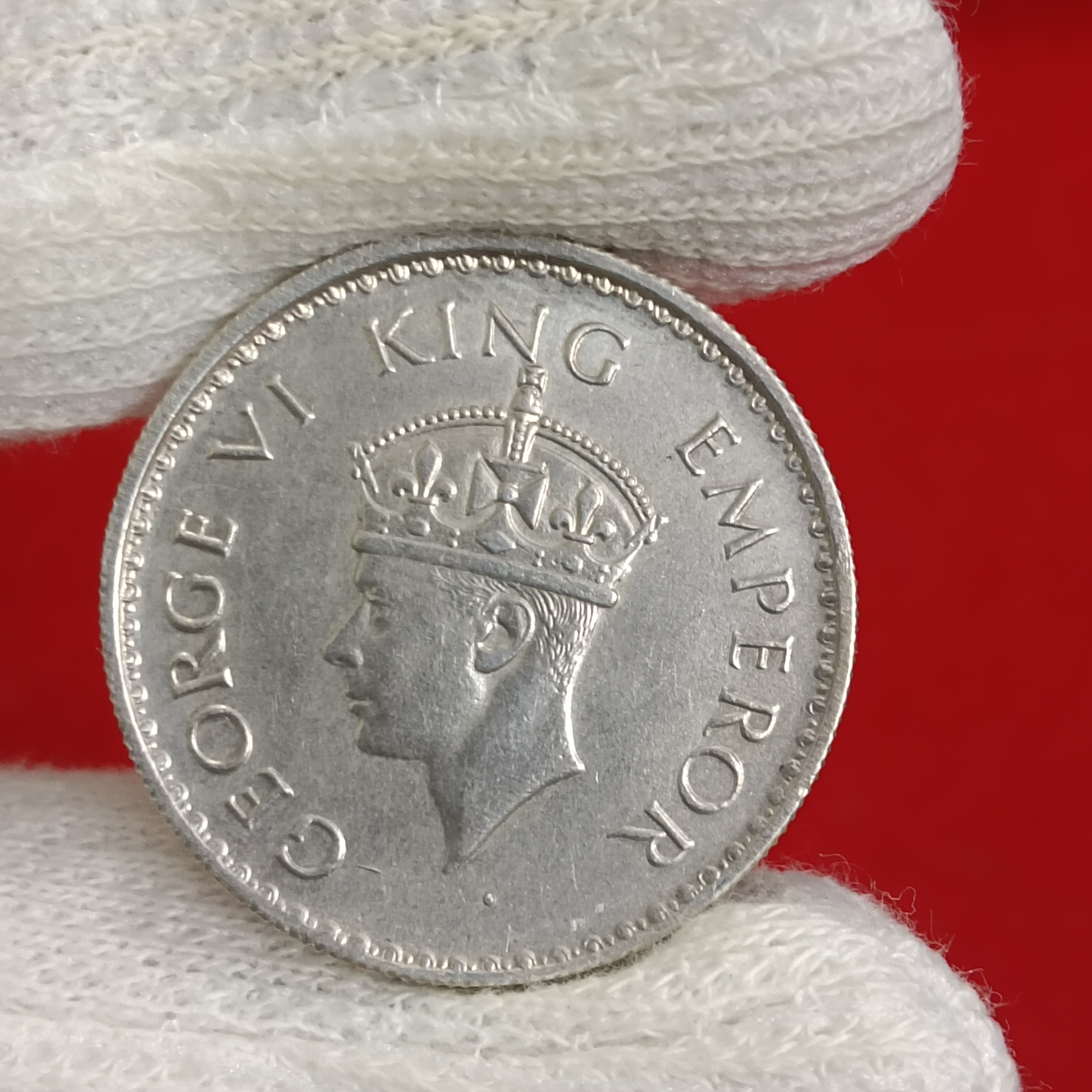 Extremely Rare One Rupee Silver Coin Year 1938 AUNC Grade George Vi Calcutta Mint British of India