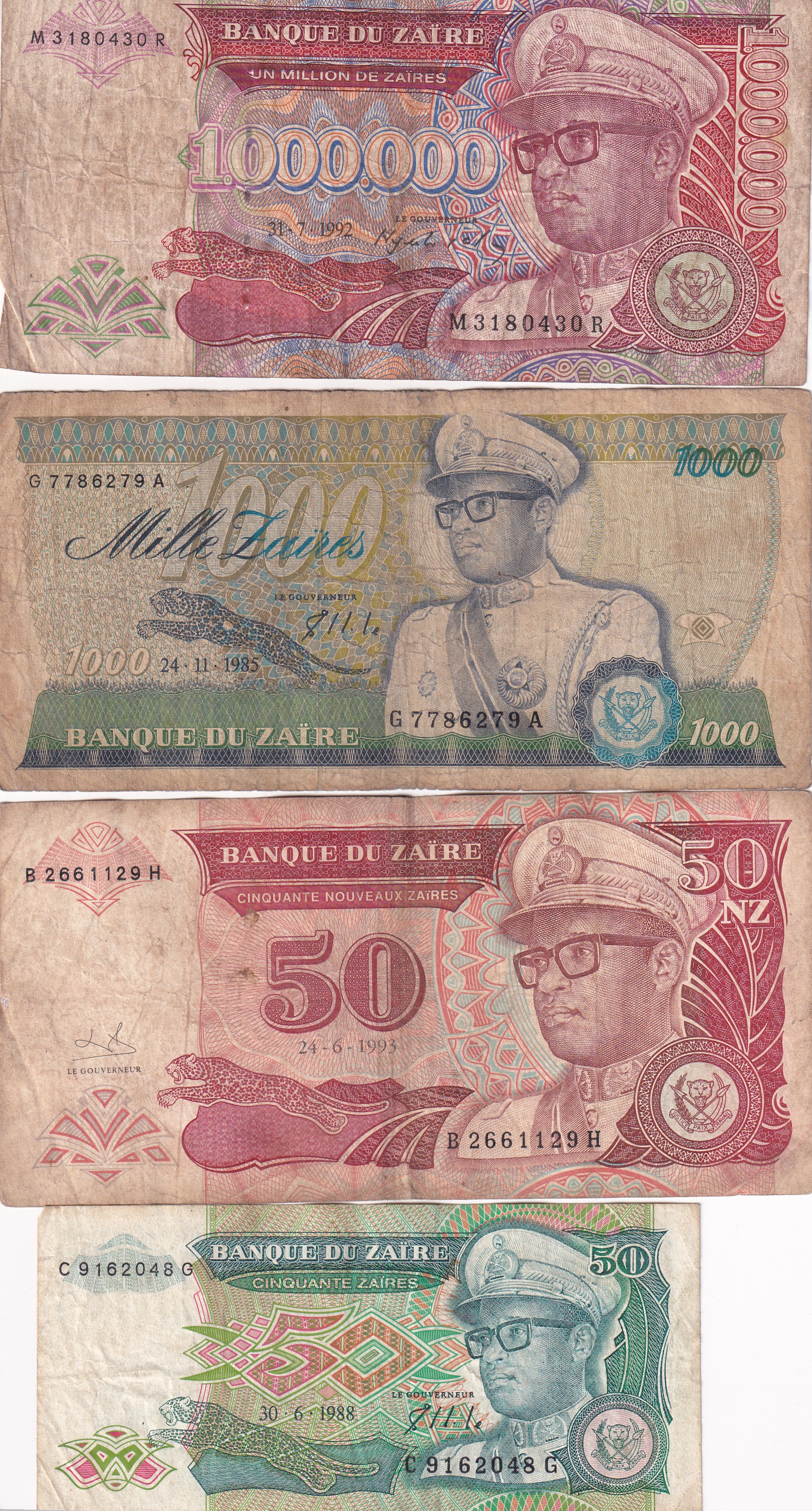 25 Different Zaire (25 Pcs) Note Set