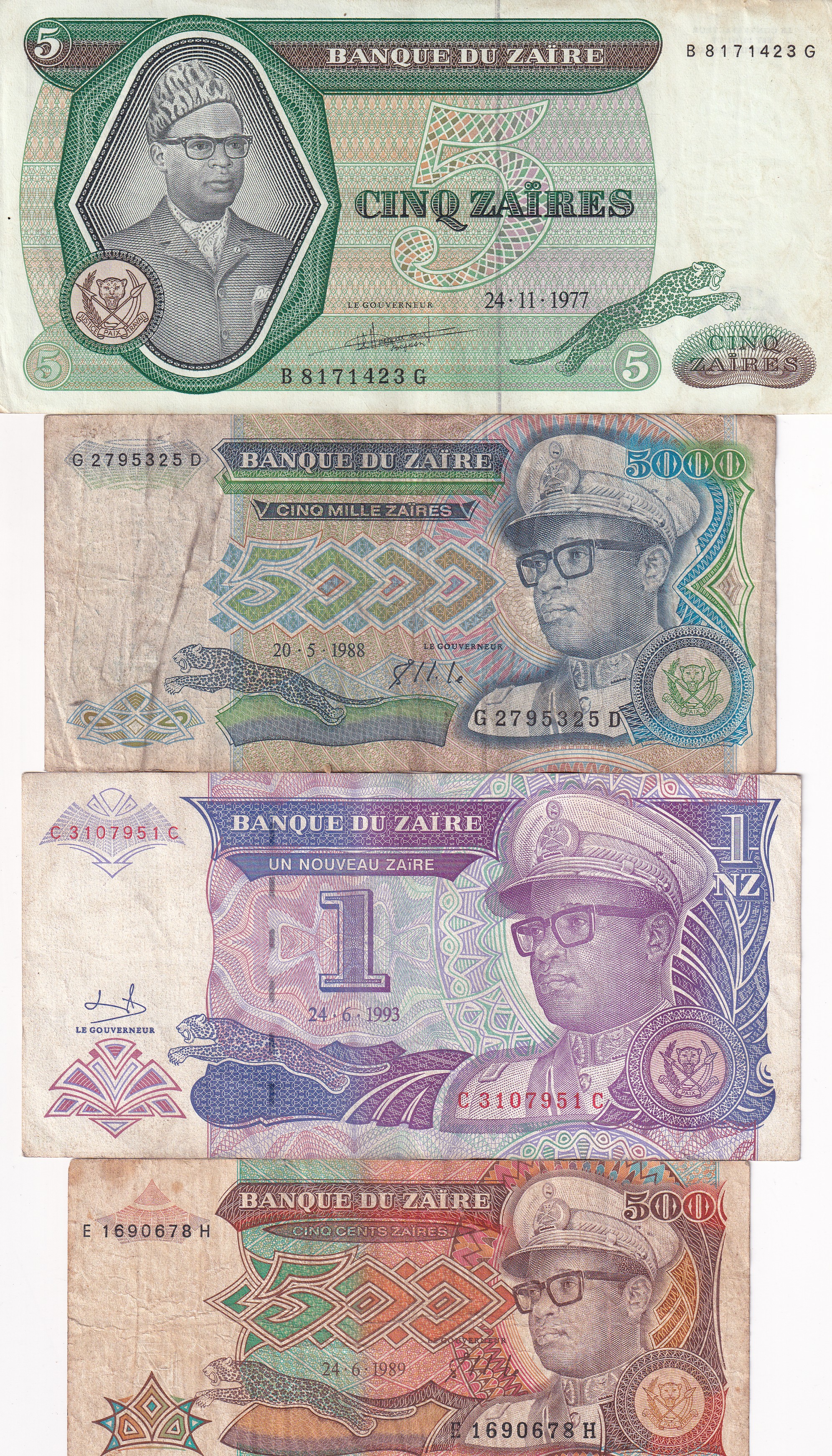 25 Different Zaire (25 Pcs) Note Set