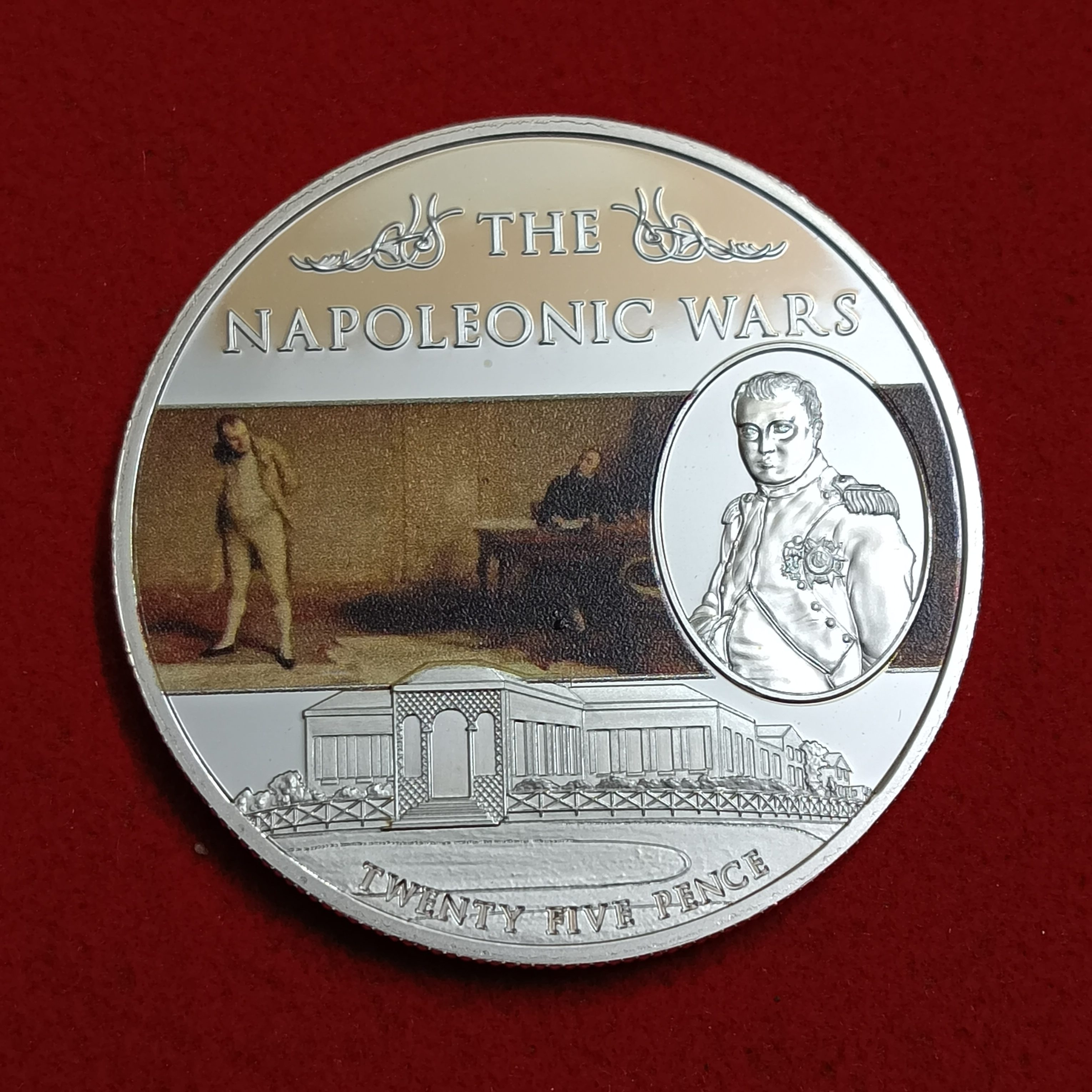 Rare Rare Queen Elizabeth Year 2013 Saint Helena 25 Pence Commemorative Proof Coin "The Napoleonic Wars" series silver-plated Saint Helena British Overseas Territory