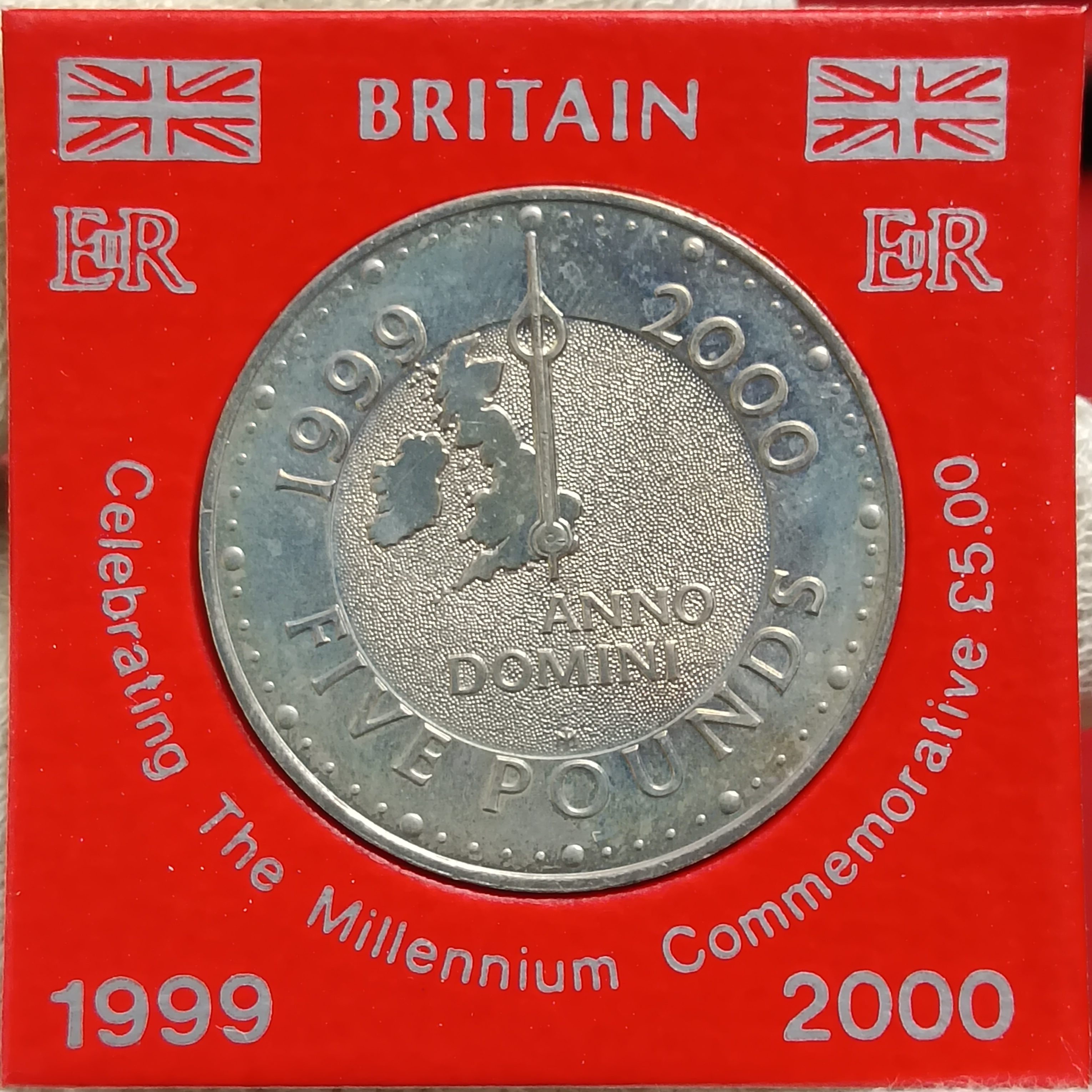 Ex Rare United Kingdom £5 (Five Pounds) "Anno Domini" Proof Coin Millennium issued By the Royal Mint for 1999-2000