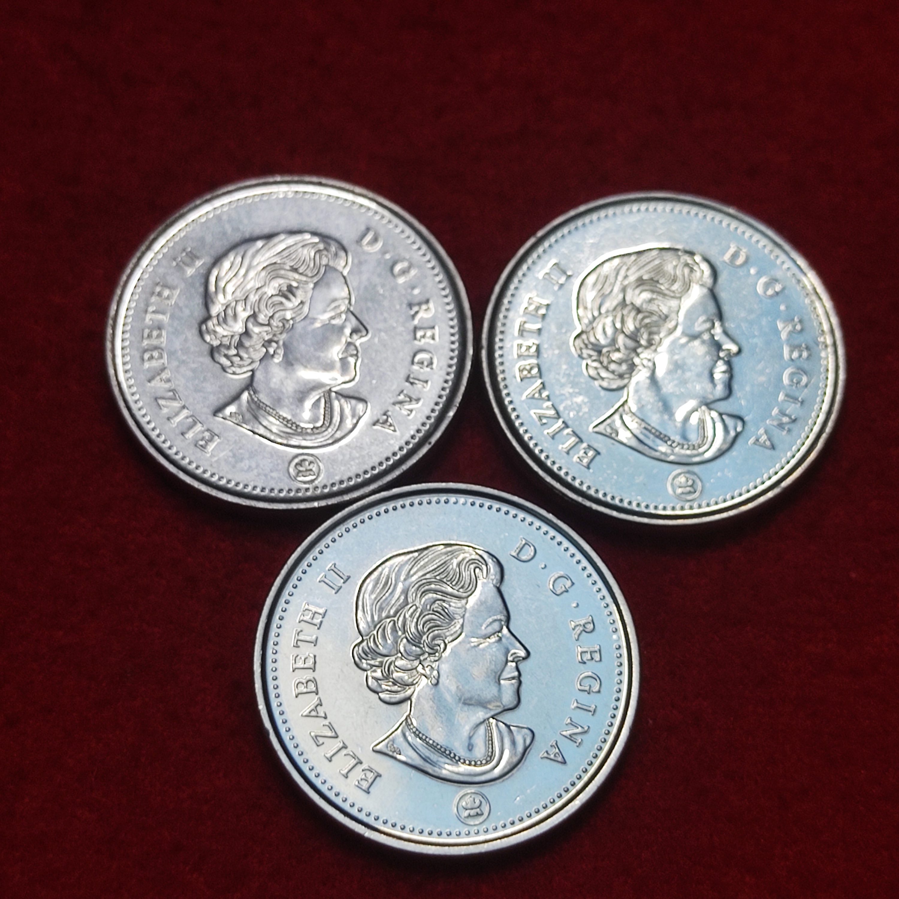 SET OF 3 COIN CANADA 5 CENTS UNC CONDITION