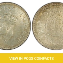 ONE RUPEE COIN 1938B PCGS GRADED HIGH GRADE MS 64 UNC