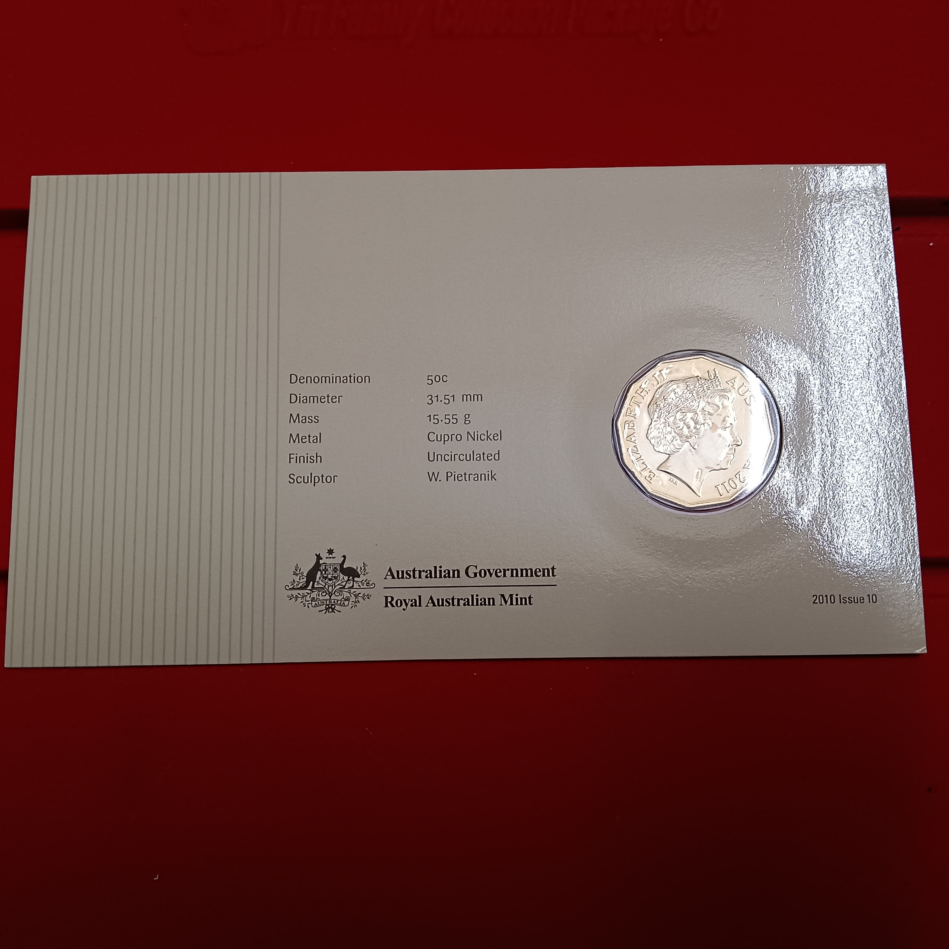 Australian Postal Numismatic Cover (PNC) Year 2011 50-cent National Service Memorial Proof Coin Issued By Australian Government Royal Australian Mint