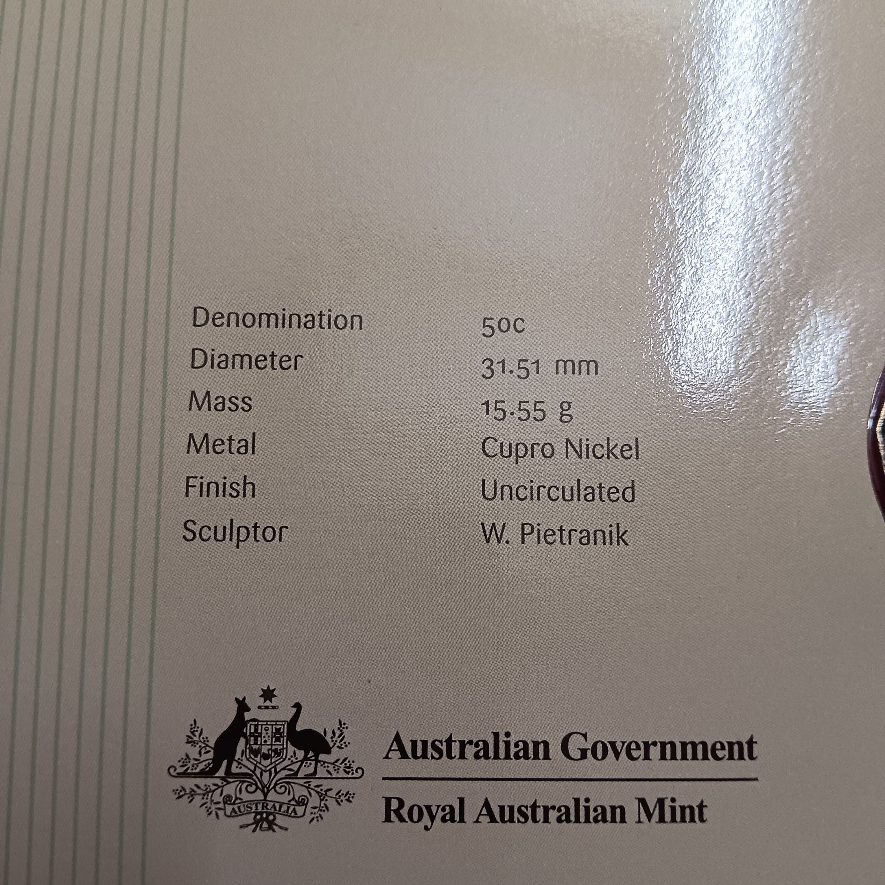 Australian Postal Numismatic Cover (PNC) Year 2011 50-cent National Service Memorial Proof Coin Issued By Australian Government Royal Australian Mint