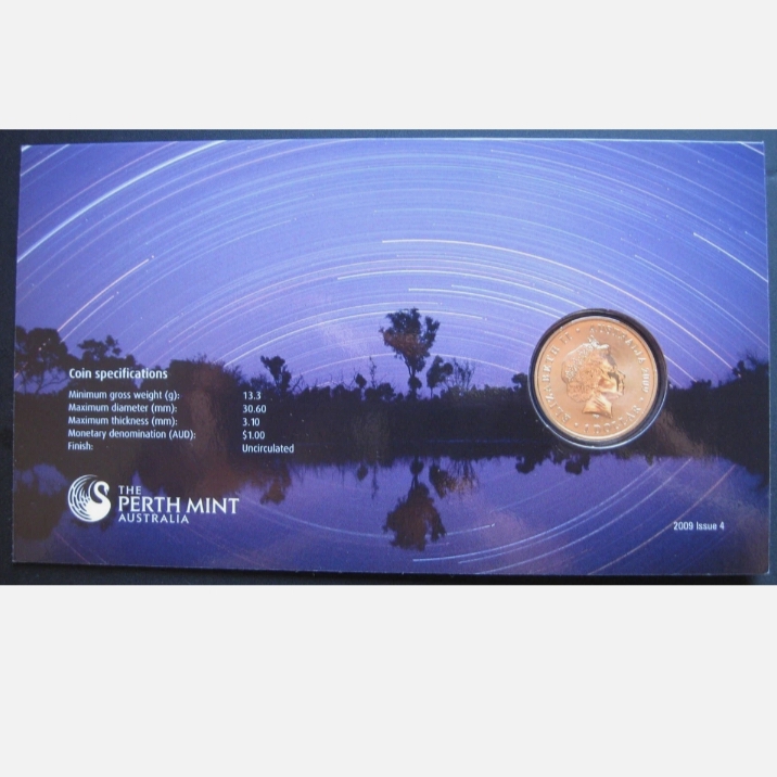 Ex Rare Australia 2009 'Stargazing the Southern Skies' $1 Uncirculated Proof Coin issued for the International Year of Astronomy Australian Mint