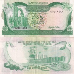 Libya ¼ Dinar Rare UNC Note