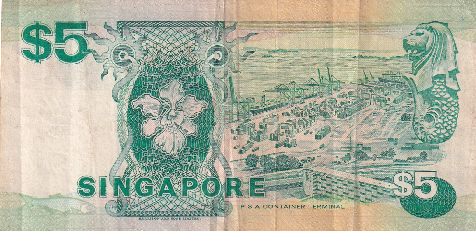 Singapore 5 Dollars rare Note #B2