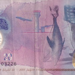 Maldives 20 Rufiyaa Lowest Price Rare Polymer﻿ Note #B2