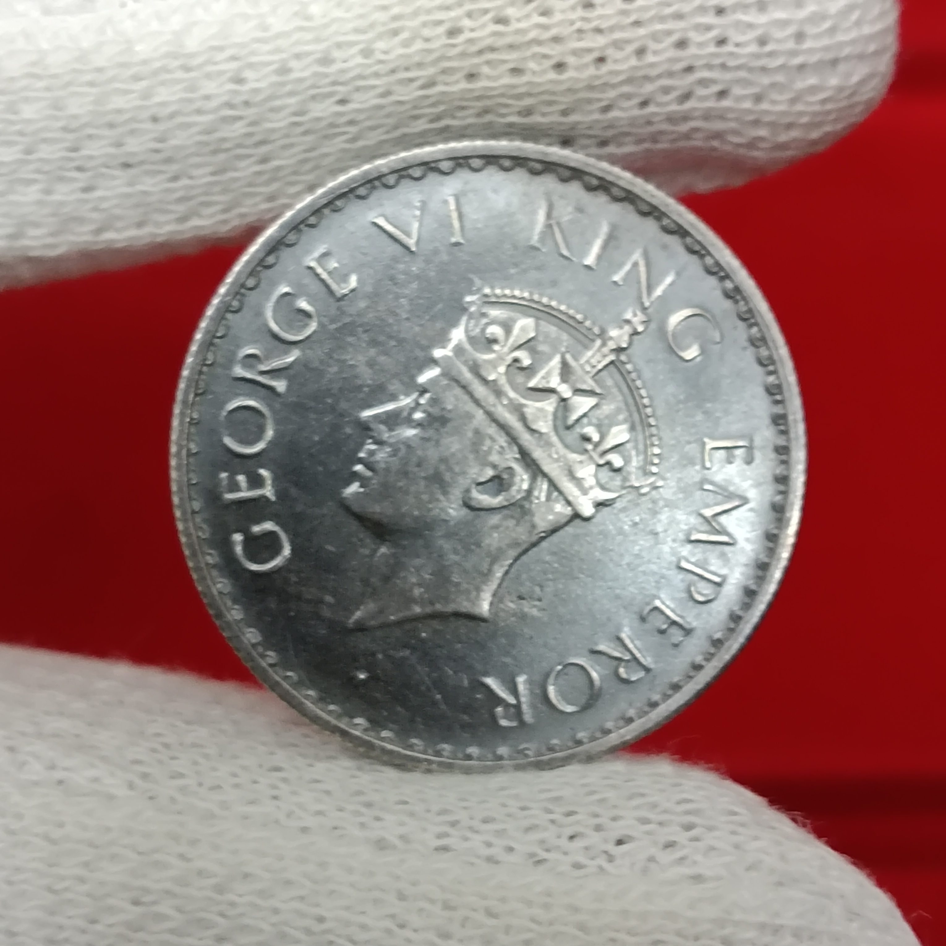 Extremely Rare George Vi One Rupee India Silver Coin or 2 "o Clock Error Coin Bombay Mint British of India
