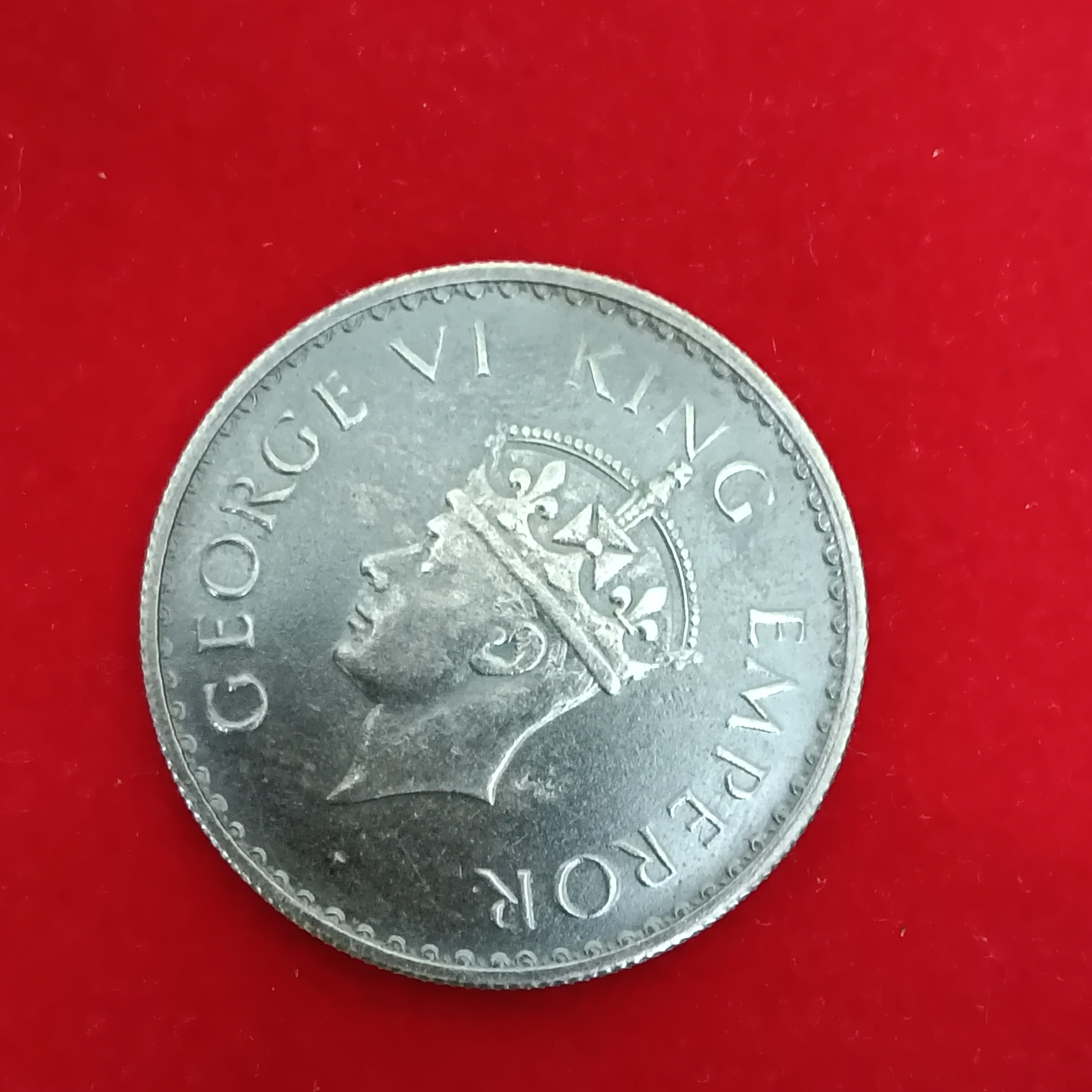 Extremely Rare George Vi One Rupee India Silver Coin or 2 "o Clock Error Coin Bombay Mint British of India