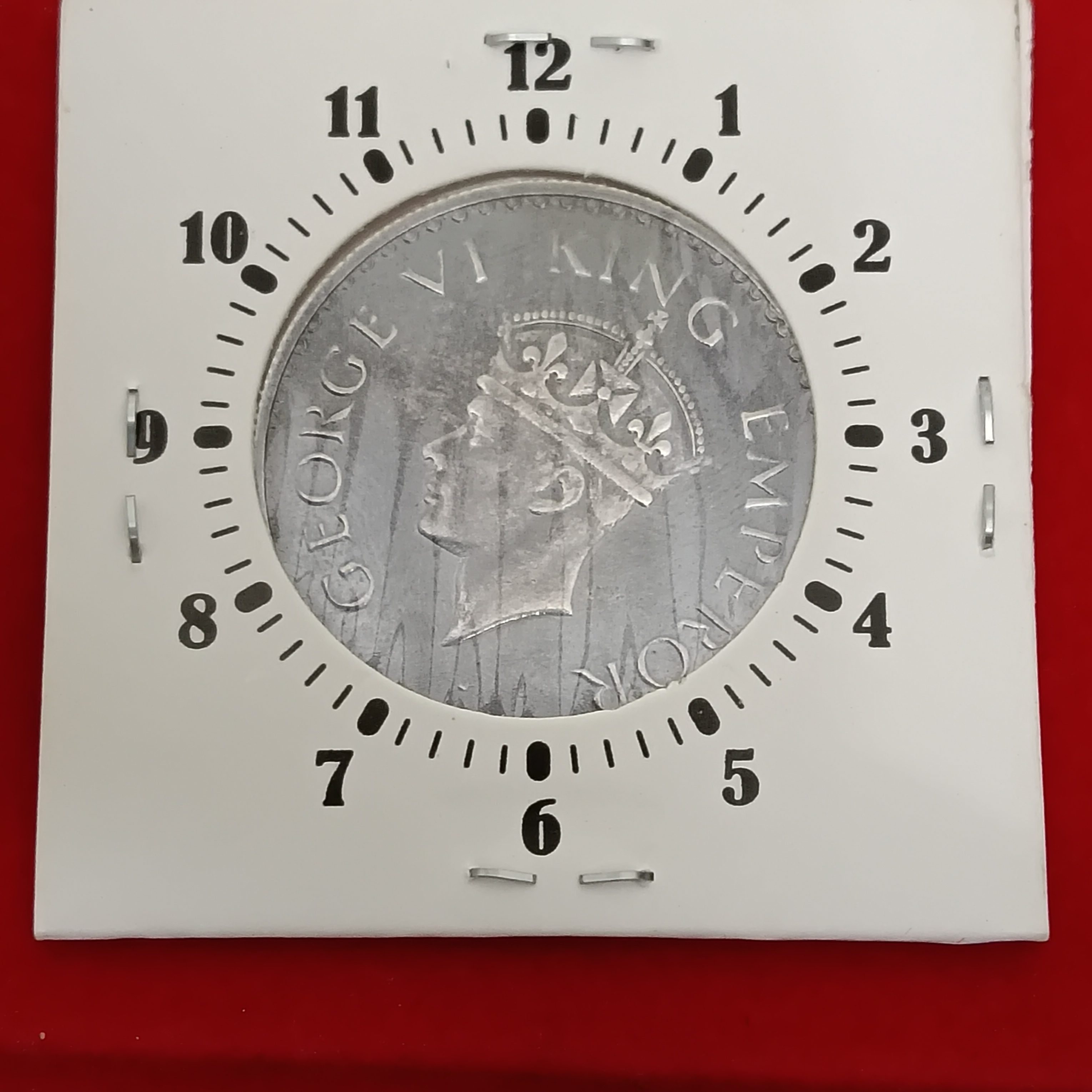 Extremely Rare George Vi One Rupee India Silver Coin or 2 "o Clock Error Coin Bombay Mint British of India