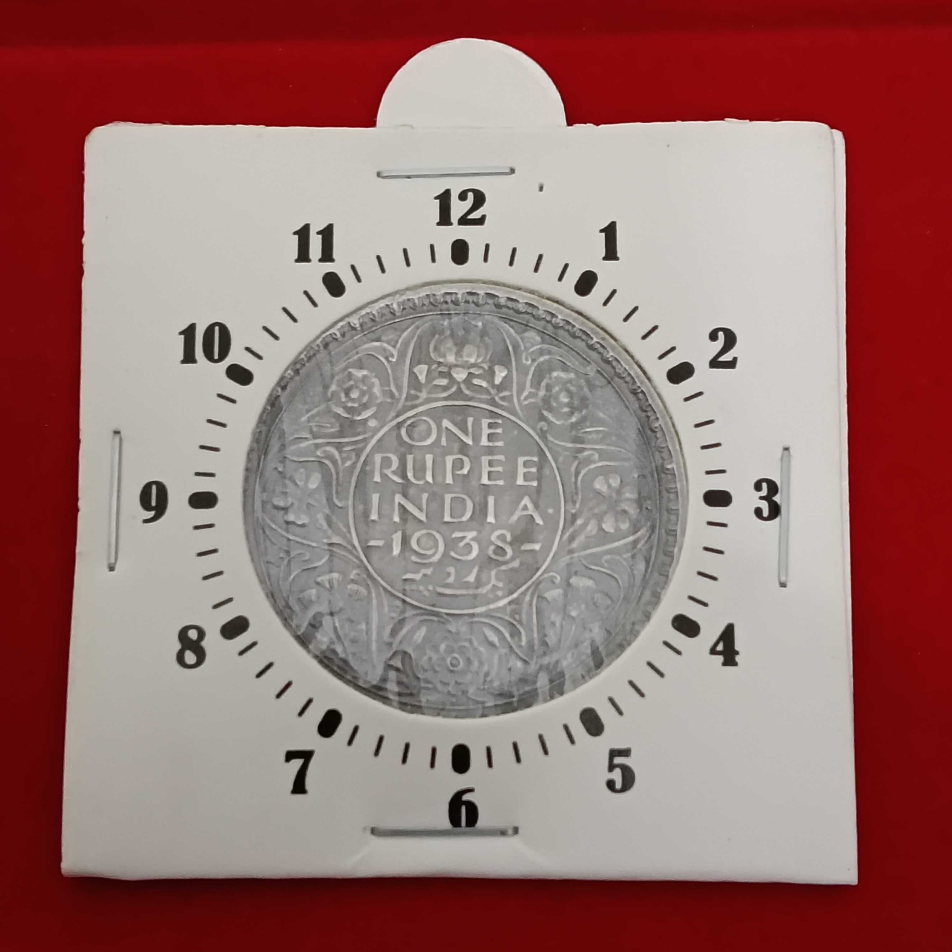 Extremely Rare George Vi One Rupee India Silver Coin or 2 "o Clock Error Coin Bombay Mint British of India