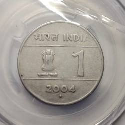 1 Rs 2004 Cross Coin Mumbai Mint Rare High Grade Rare