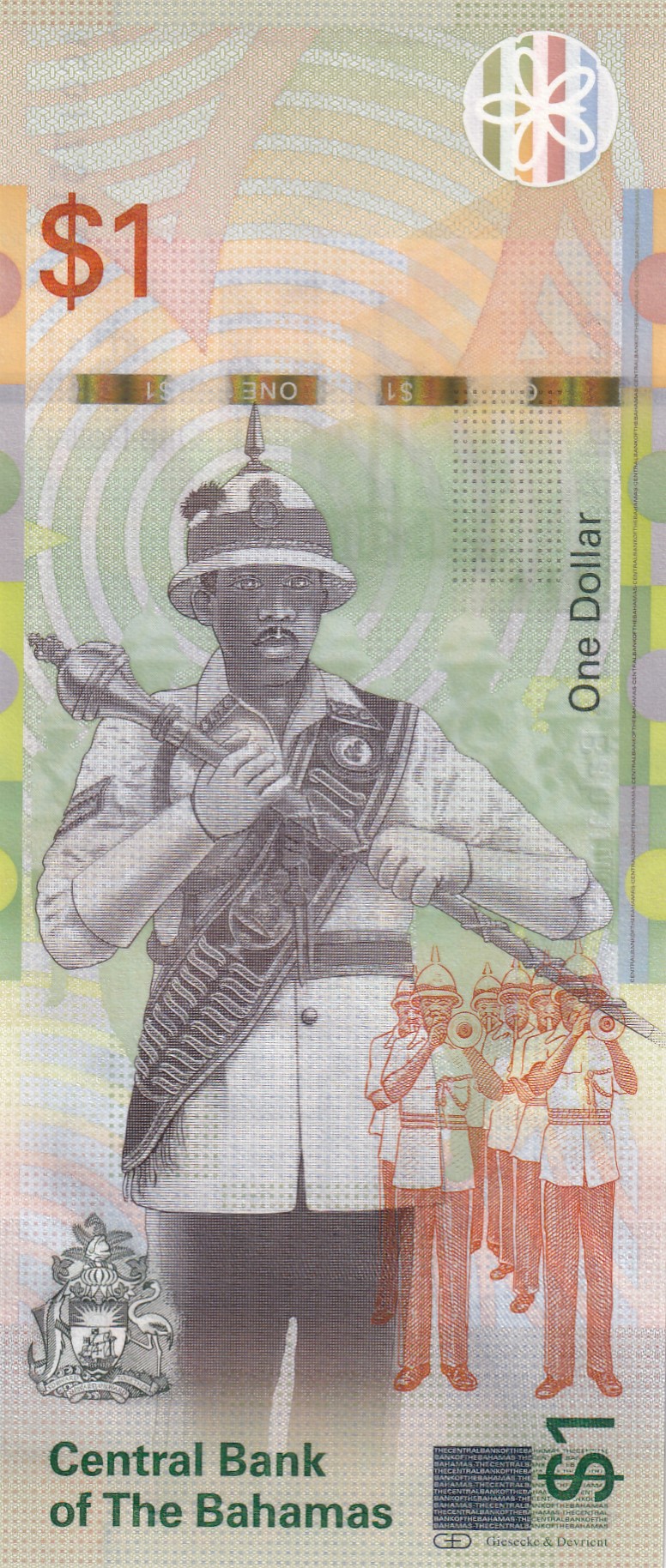 Bahamas 1 Dollar rare UNC Note #Q