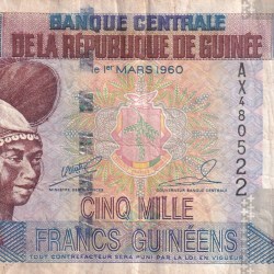 Guinea 5000 Francs Commemorative Issue Rare Note#B2
