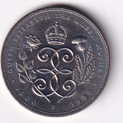 United Kingdom 5 Pounds 1990 - Elizabeth II 3rd portrait; Queen Mother Rare Commemorative UNC Coin #R-20