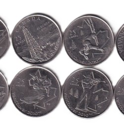 Canada 8 Different 25 Cents Rare (8 Pcs) Set #R-28