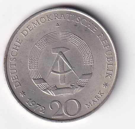 German 20 Mark 1972 - Wilhelm Pieck Rare Commemorative UNC Coin #R-43