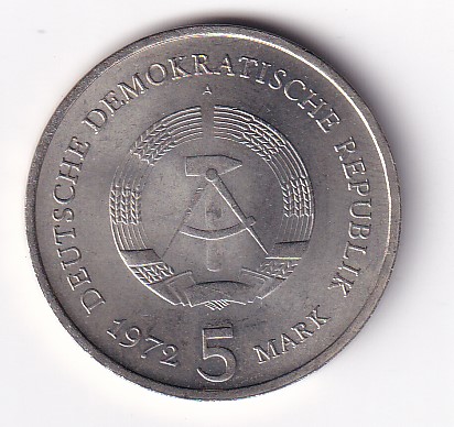 German 5 Mark 1972 - City of Meißen Rare Commemorative UNC Coin #R-45